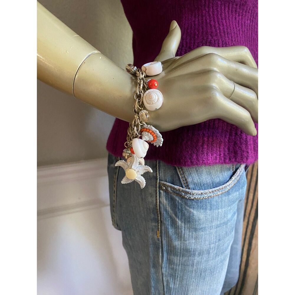 NWT J. Crew Sea Shell Beaded Hanging Charm Bracelet